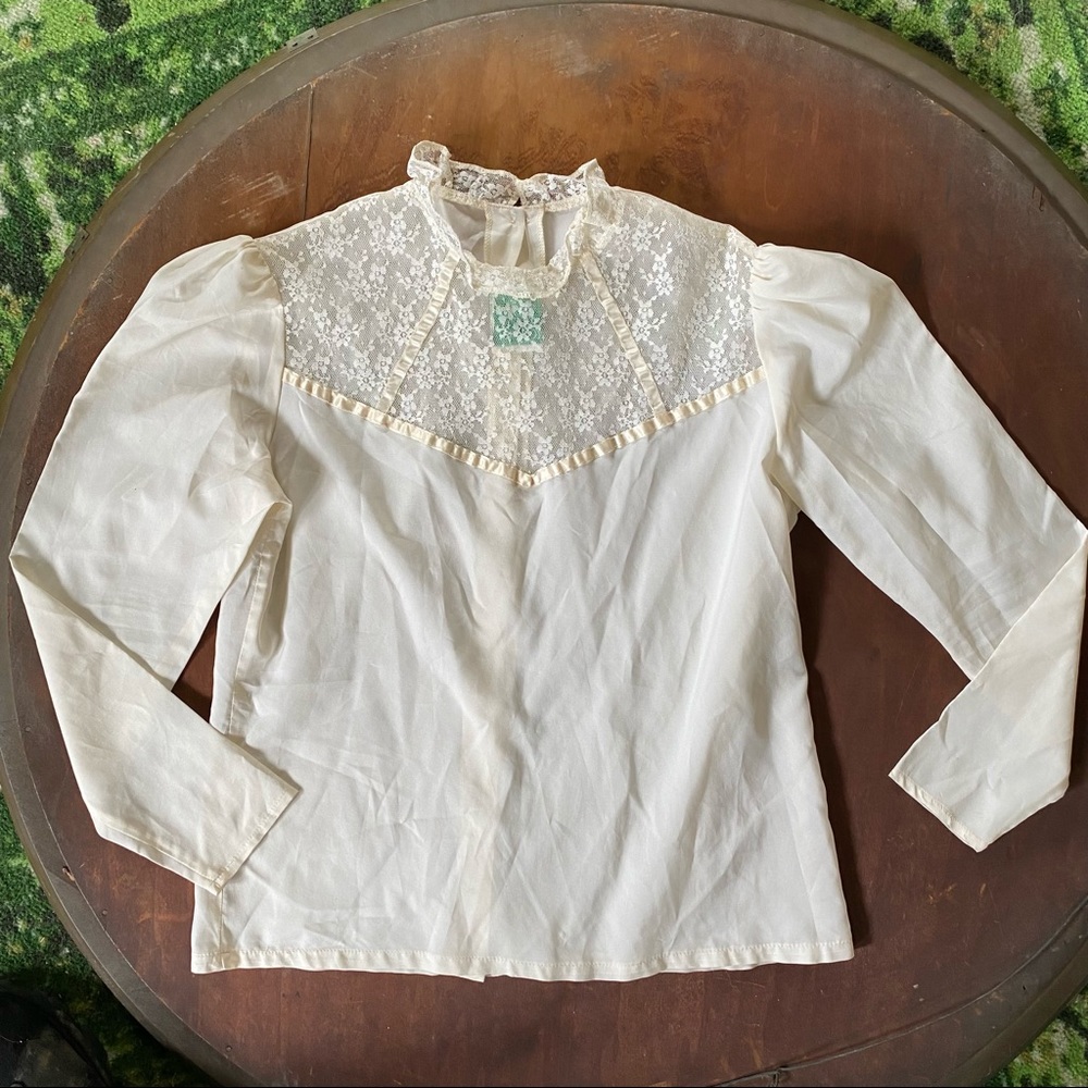 Vintage Lace Button Back Top